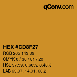 Color code: HEX #CD8F27 | qconv.com