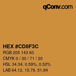 Color code: HEX #CD8F3C | qconv.com