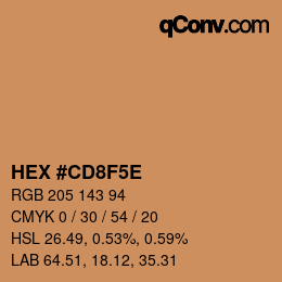 カラーコード: HEX #CD8F5E | qconv.com