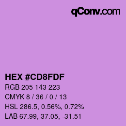 Color code: HEX #CD8FDF | qconv.com