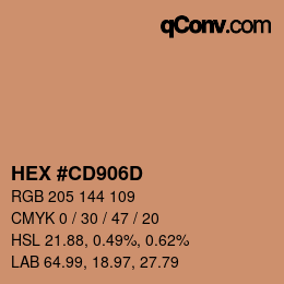 カラーコード: HEX #CD906D | qconv.com