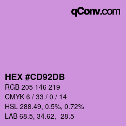 颜色代码: HEX #CD92DB | qconv.com