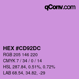 Color code: HEX #CD92DC | qconv.com