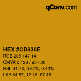 Color code: HEX #CD930E | qconv.com