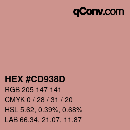 Color code: HEX #CD938D | qconv.com