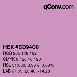 颜色代码: HEX #CD94C0 | qconv.com