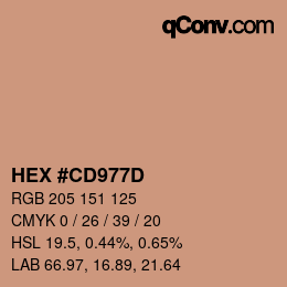 カラーコード: HEX #CD977D | qconv.com