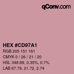 カラーコード: HEX #CD97A1 | qconv.com