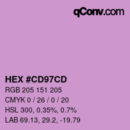 カラーコード: HEX #CD97CD | qconv.com