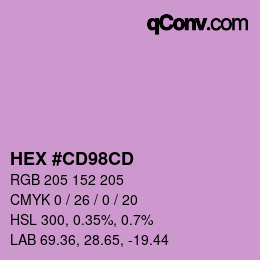 Color code: HEX #CD98CD | qconv.com
