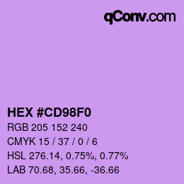 Color code: HEX #CD98F0 | qconv.com