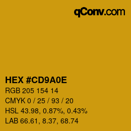 Farbcode: HEX #CD9A0E | qconv.com