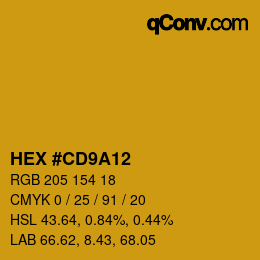 カラーコード: HEX #CD9A12 | qconv.com
