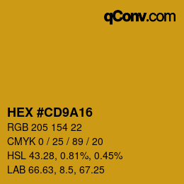 Color code: HEX #CD9A16 | qconv.com