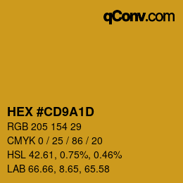 Color code: HEX #CD9A1D | qconv.com