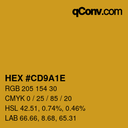 Color code: HEX #CD9A1E | qconv.com