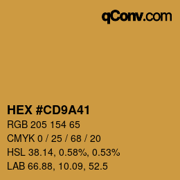 Color code: HEX #CD9A41 | qconv.com