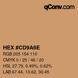 Color code: HEX #CD9A6E | qconv.com