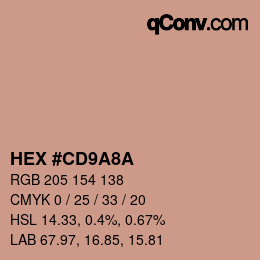 カラーコード: HEX #CD9A8A | qconv.com