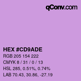 カラーコード: HEX #CD9ADE | qconv.com