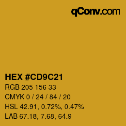 カラーコード: HEX #CD9C21 | qconv.com