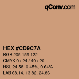 Color code: HEX #CD9C7A | qconv.com