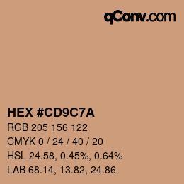 カラーコード: HEX #CD9C7A | qconv.com