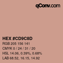 カラーコード: HEX #CD9C8D | qconv.com