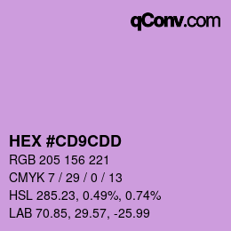 カラーコード: HEX #CD9CDD | qconv.com