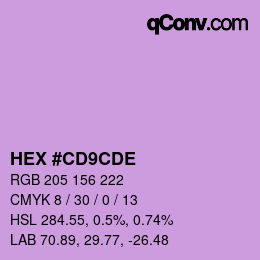 Farbcode: HEX #CD9CDE | qconv.com