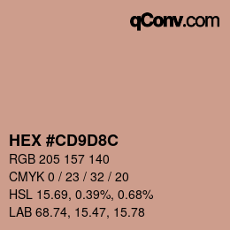 カラーコード: HEX #CD9D8C | qconv.com