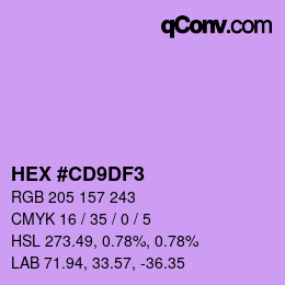 Farbcode: HEX #CD9DF3 | qconv.com