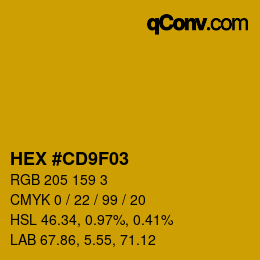 カラーコード: HEX #CD9F03 | qconv.com