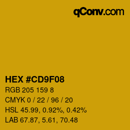 Farbcode: HEX #CD9F08 | qconv.com
