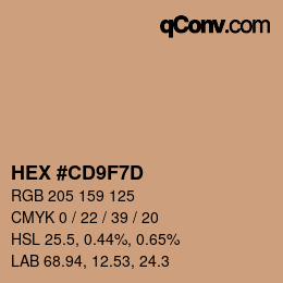 カラーコード: HEX #CD9F7D | qconv.com
