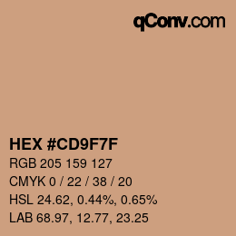 Color code: HEX #CD9F7F | qconv.com