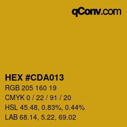 Color code: HEX #CDA013 | qconv.com