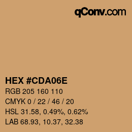 Color code: HEX #CDA06E | qconv.com