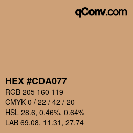 Color code: HEX #CDA077 | qconv.com