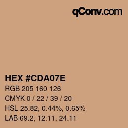 Color code: HEX #CDA07E | qconv.com