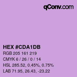 カラーコード: HEX #CDA1DB | qconv.com