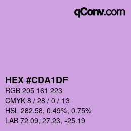 Code couleur: HEX #CDA1DF | qconv.com