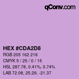 颜色代码: HEX #CDA2D8 | qconv.com