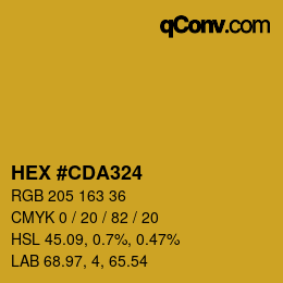 Color code: HEX #CDA324 | qconv.com