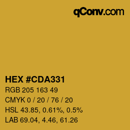 Color code: HEX #CDA331 | qconv.com