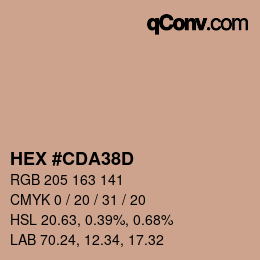 カラーコード: HEX #CDA38D | qconv.com