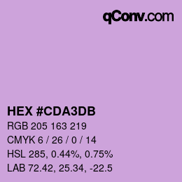 カラーコード: HEX #CDA3DB | qconv.com