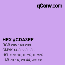 Color code: HEX #CDA3EF | qconv.com