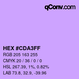 Color code: HEX #CDA3FF | qconv.com