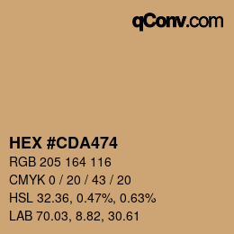 Farbcode: HEX #CDA474 | qconv.com